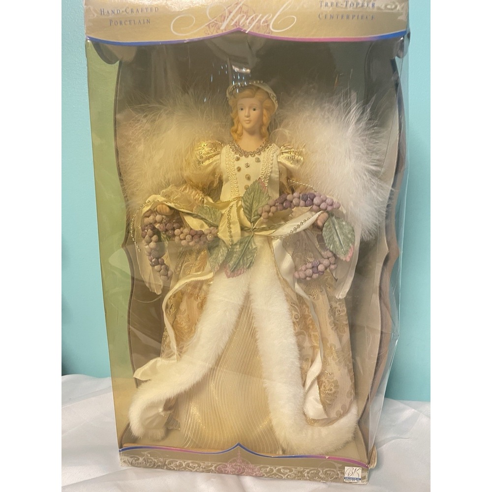 BK Collectibles Handcrafted Porcelain Tree-Topper‎ Centerpiece Angel 17" Tall